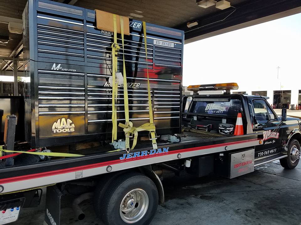 Tool box on tow truck.